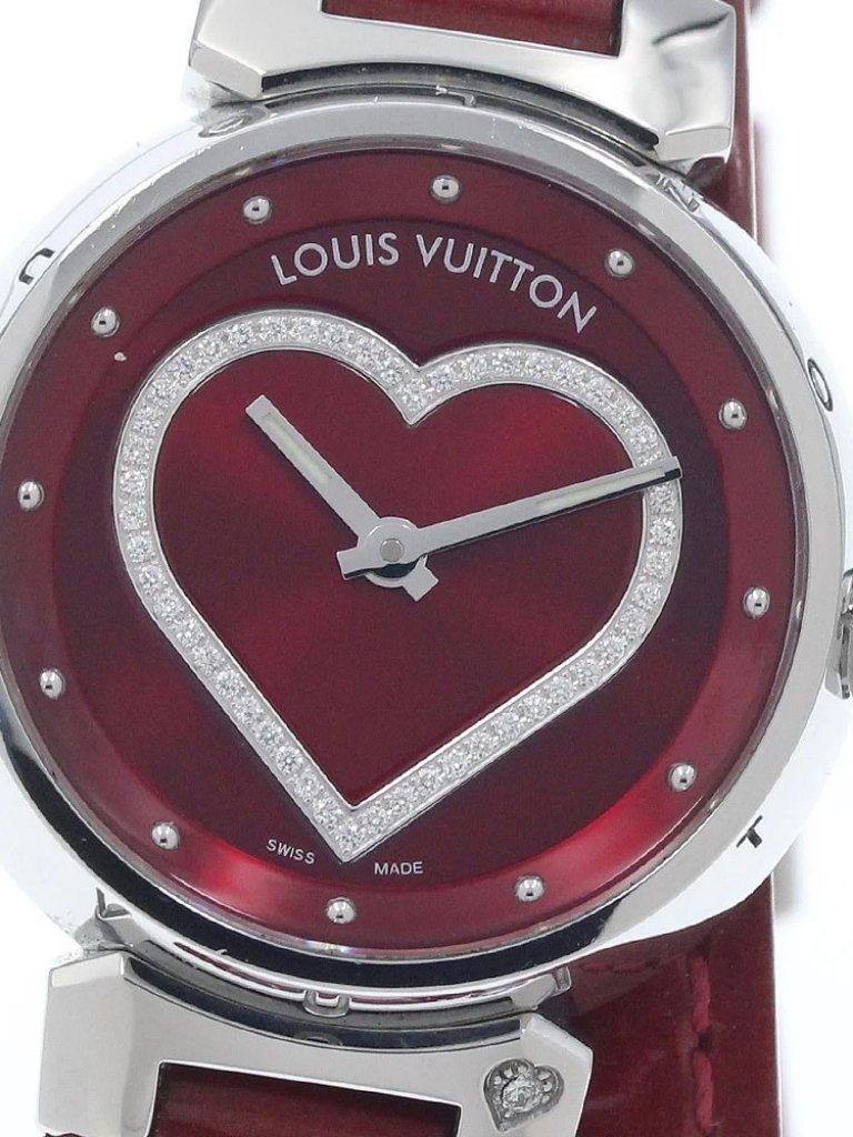 Louis Vuitton Tambour Q121z Heart Diamond Red Dial Quartz Ladies Watch960790